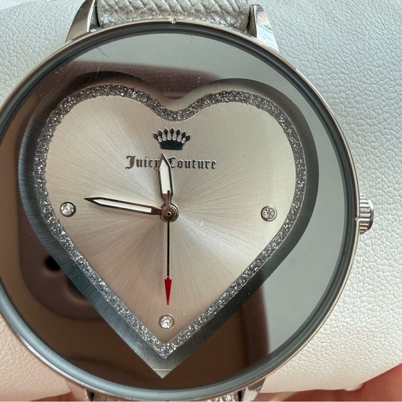 Juicy Couture Silver and White Heart Dial Watch
